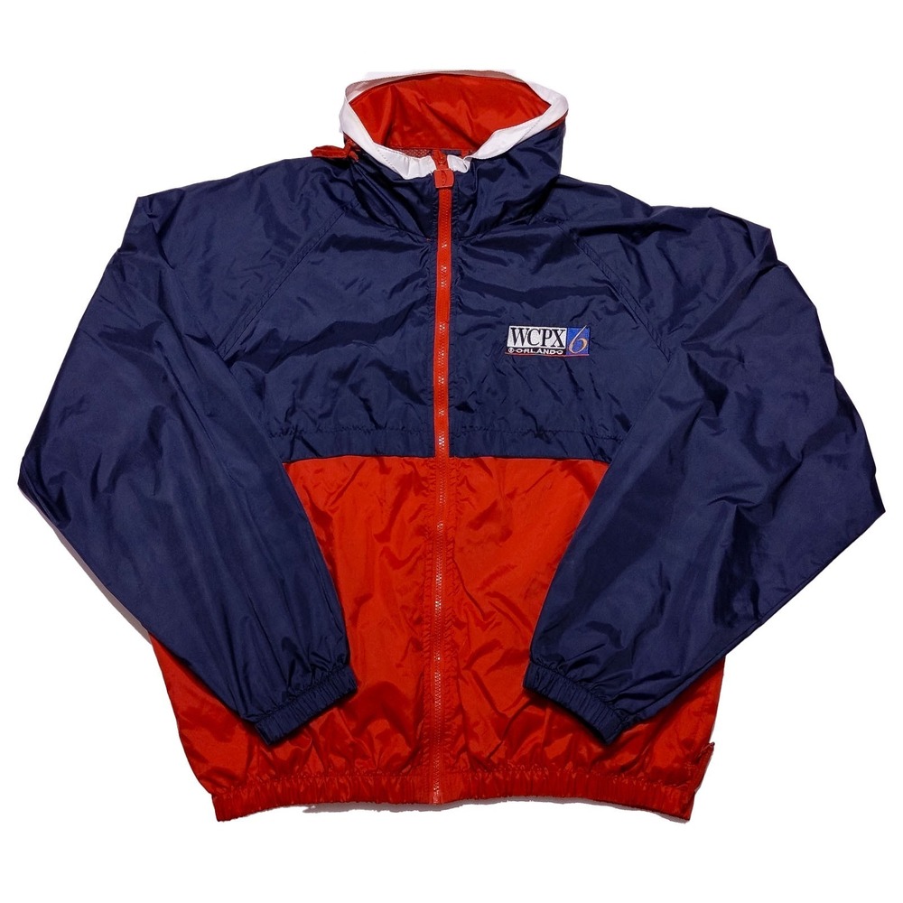 Vintage WCPX WKMG Orlando CBS TV Jacket Dunbrooke 1990s Red Blue Large XL
